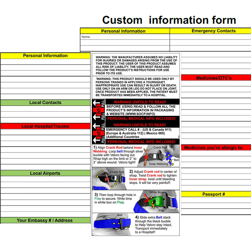 SOCP Backup Tourniquet Belt Emergency Information