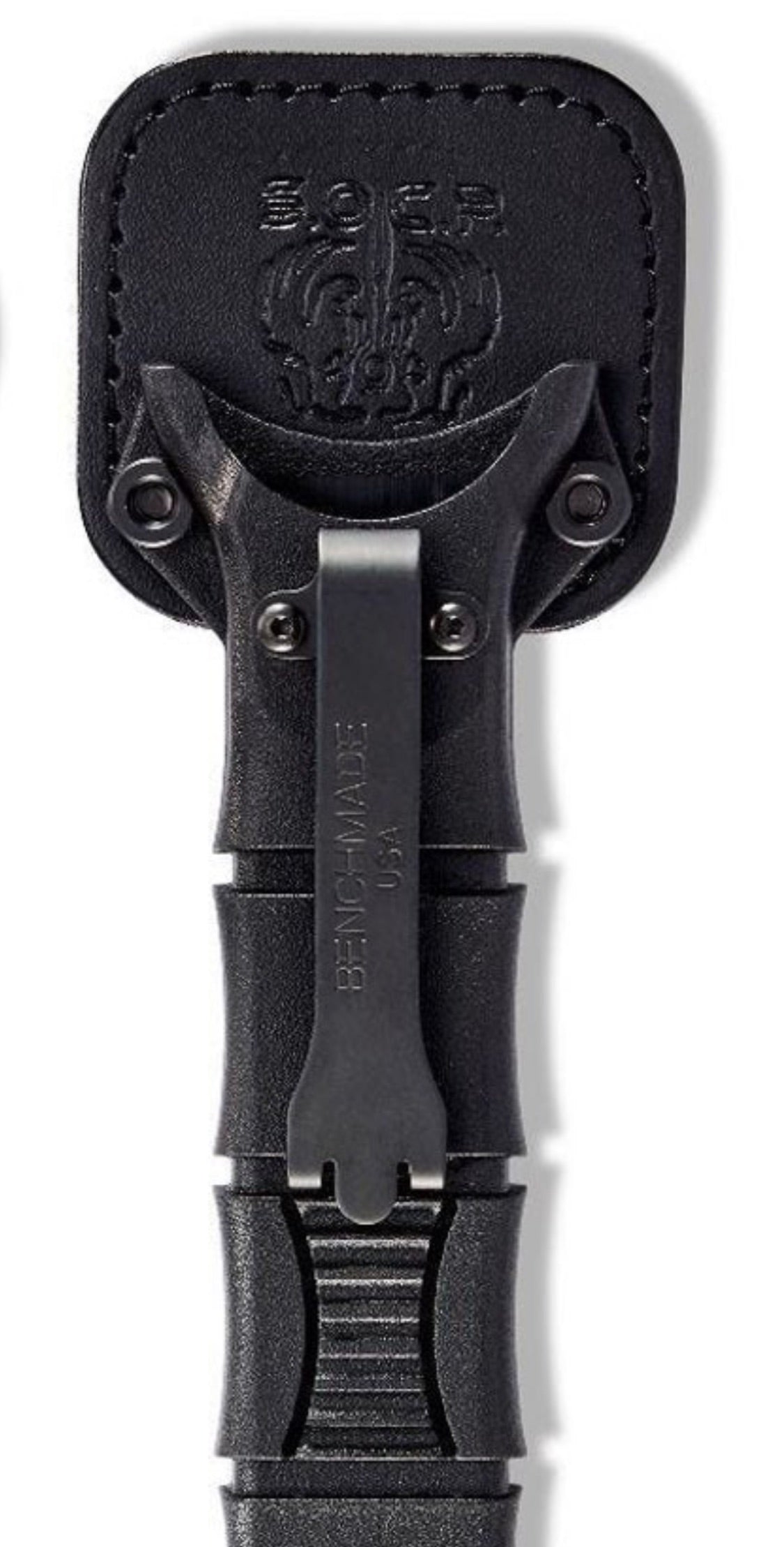 SOCP Leather Back Plate attached to SOCP dagger